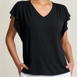 Tommy Bahama Black Ruffle Sleeve Blouse